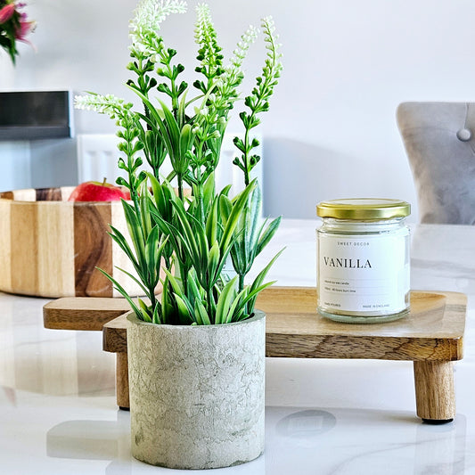 tall faux plant in a concrete styled pot 28cm