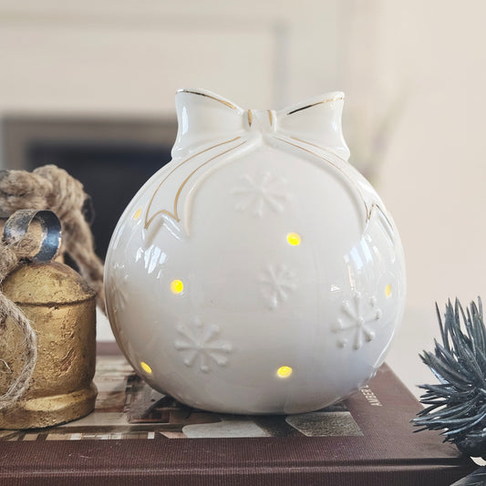 13cm LED porcelain Christmas bauble light up decoration