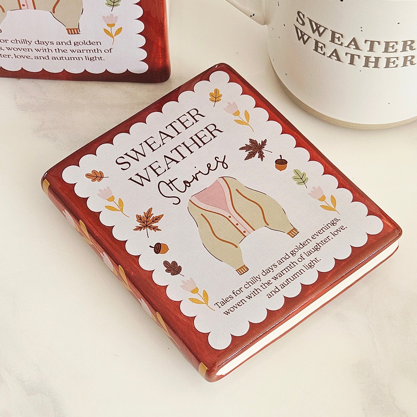 Cosy Chapter Book Shaped Stoneware Coasters - 3 Designs