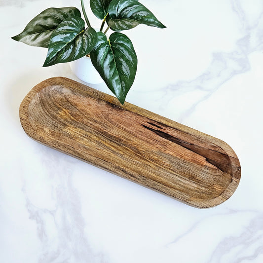 mango wood oblong serving and styling tray 38cm 
