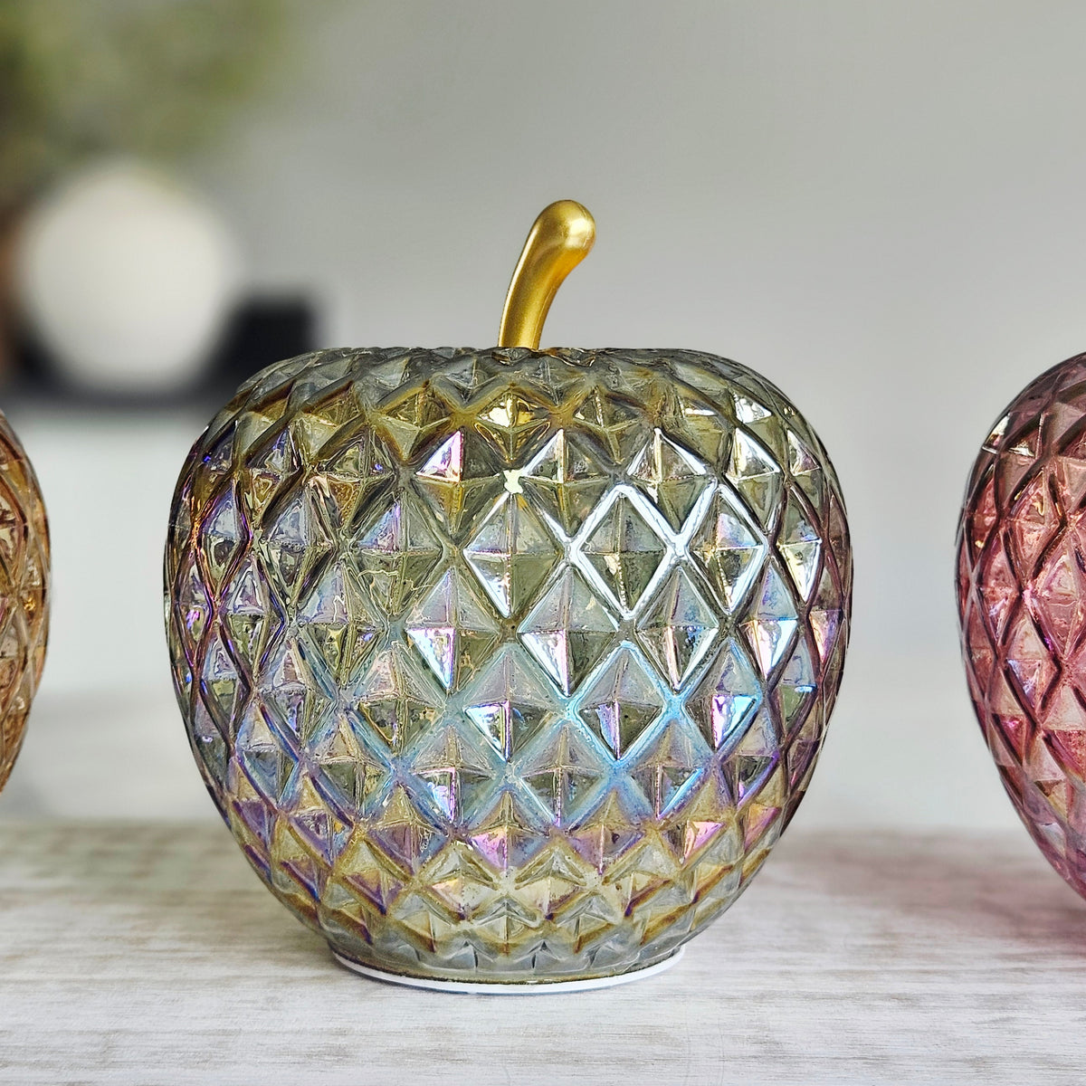 Glass Apple LED Ornament | Decorative LED Apple Light | 3 Assorted Colours