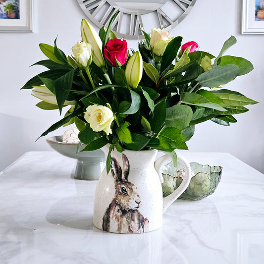 meg hawkins hare jug vase with speckled finish