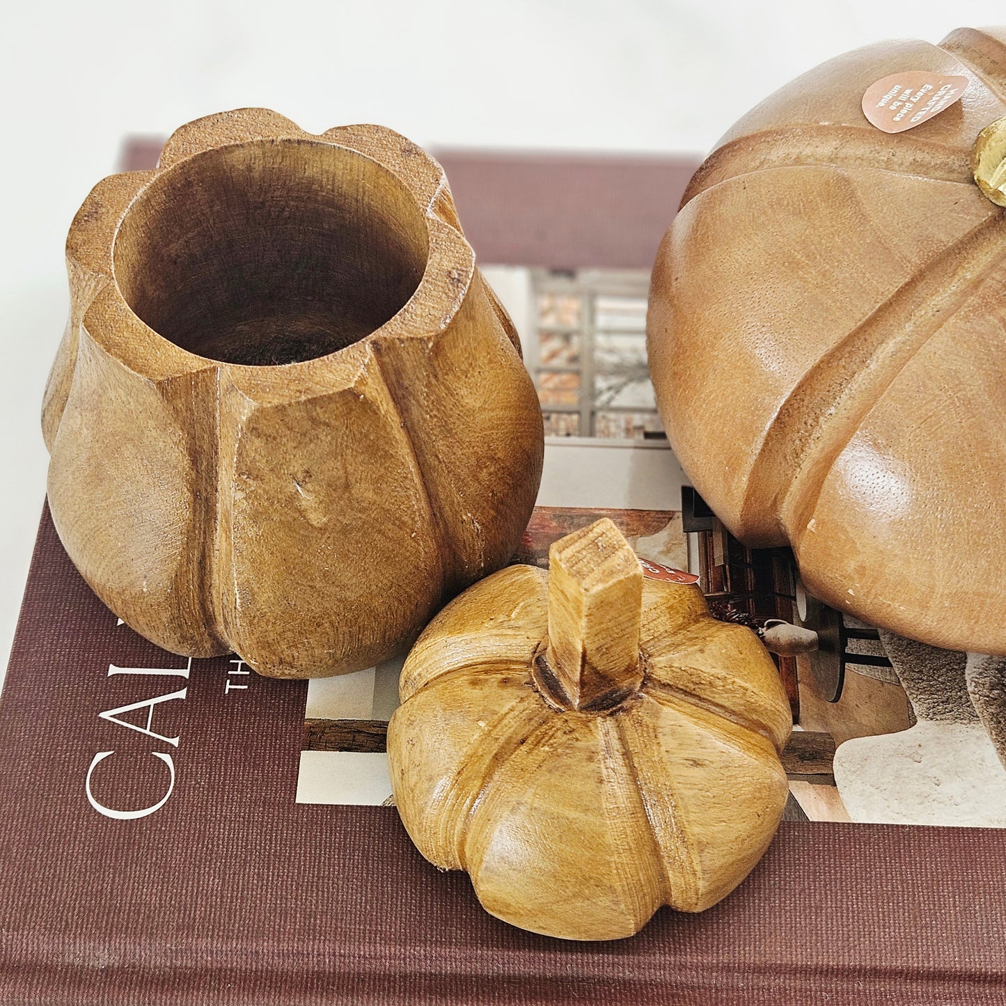 Mango Wood Pumpkin Storage Jar | Autumn Kitchen Decor