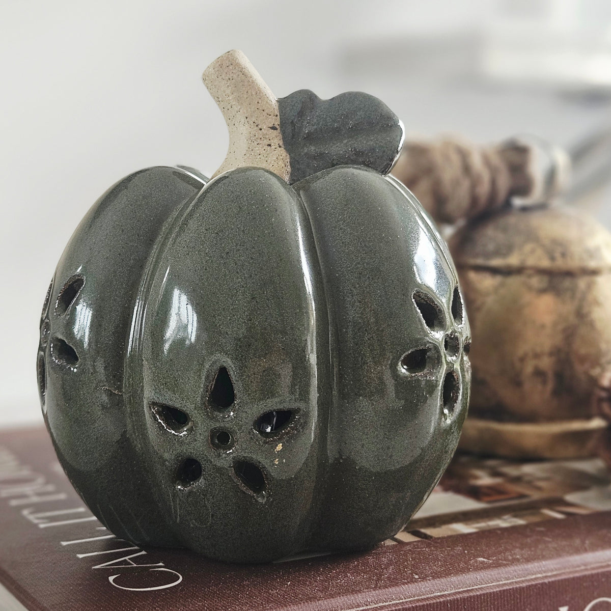 Light Up Green Squash Decoration | Autumn & Halloween Decor