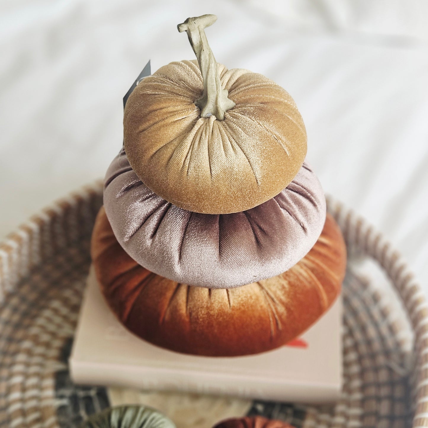 3 Stacking Velour Pumpkin Cushion Terracotta | Luxury Autumn Decorative Cushion