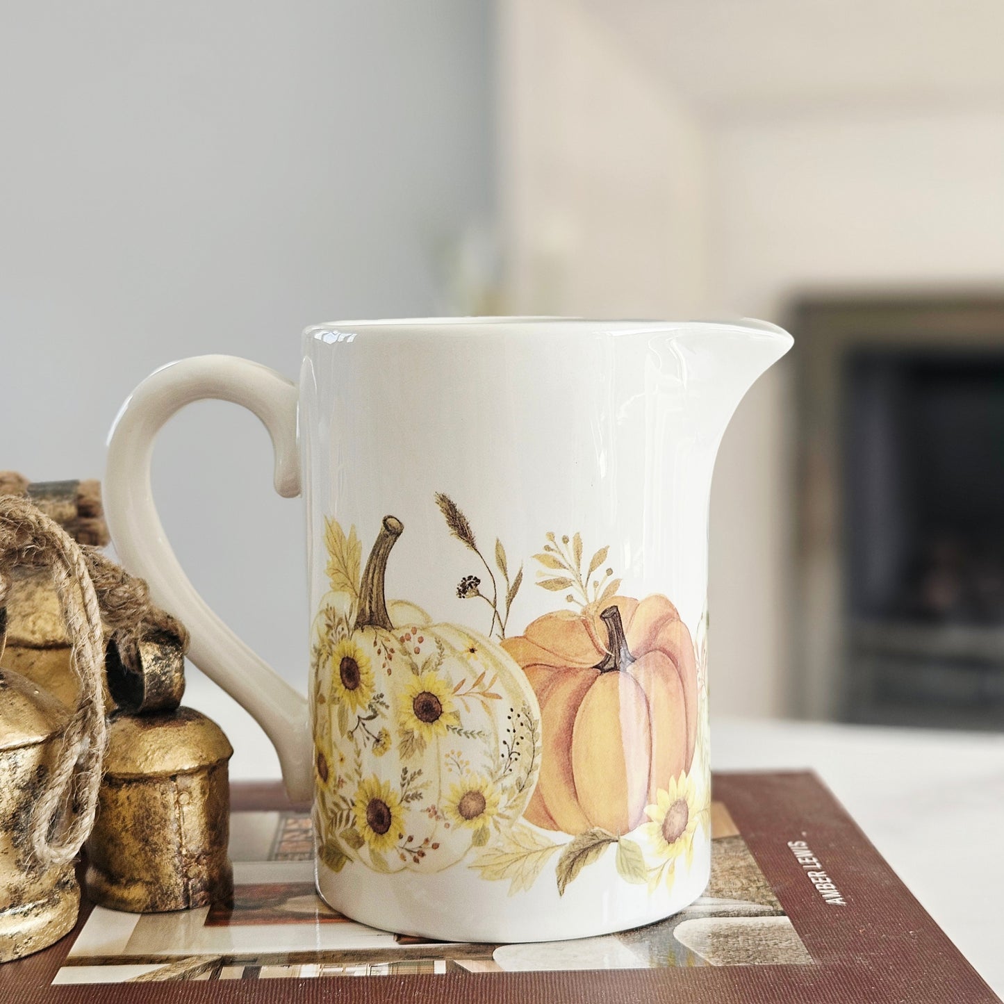 Autumn Pumpkin Watercolour Ceramic Jug