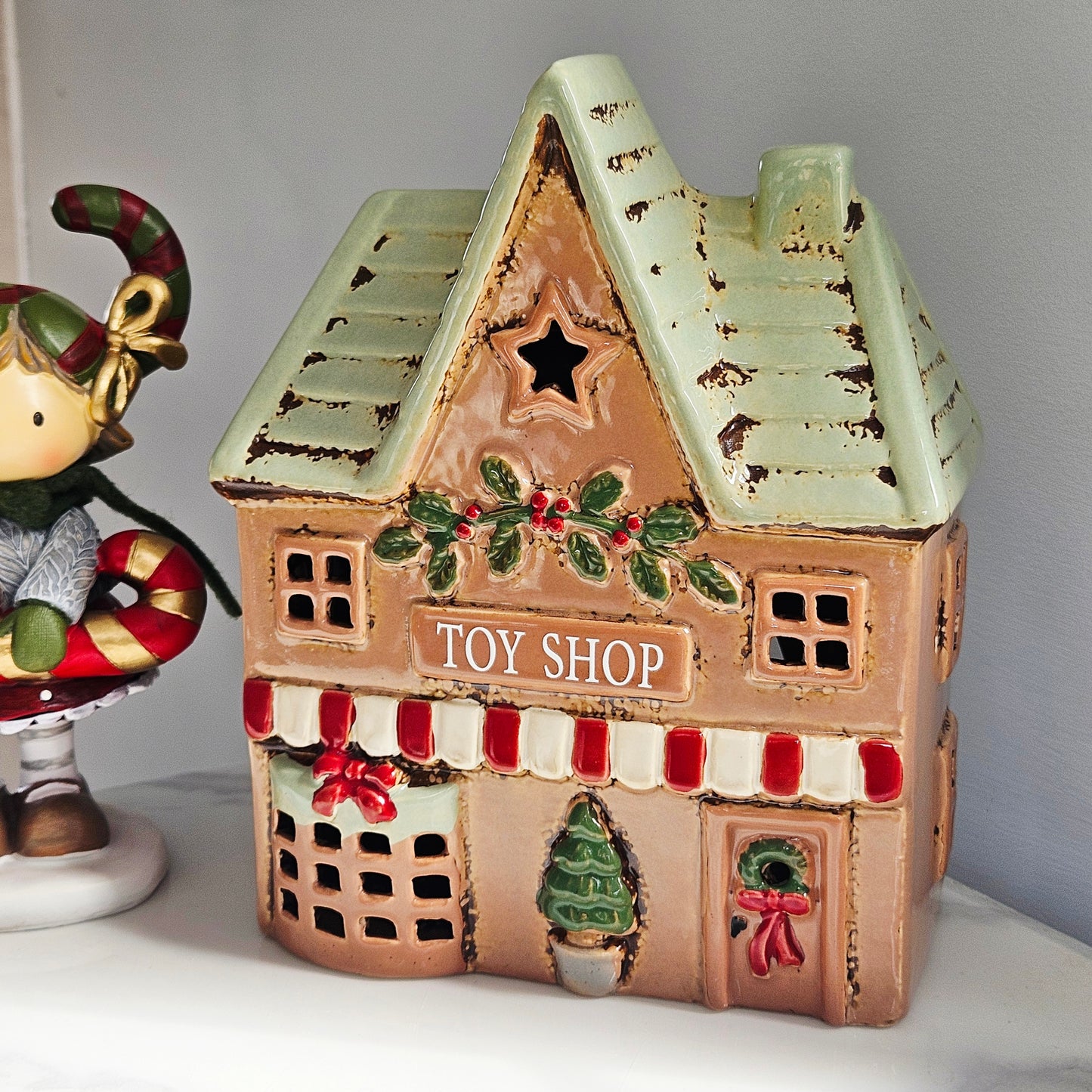 Christmas Toy Shop Stoneware Candle Holder