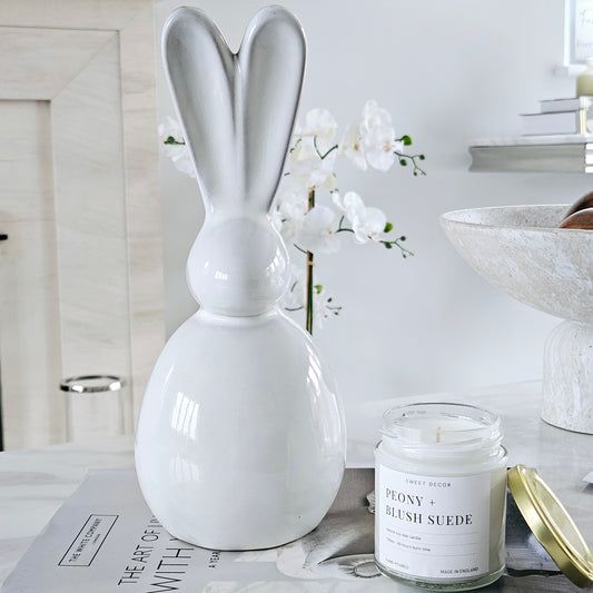 ceramic grey bunny decoration ornament 28cm