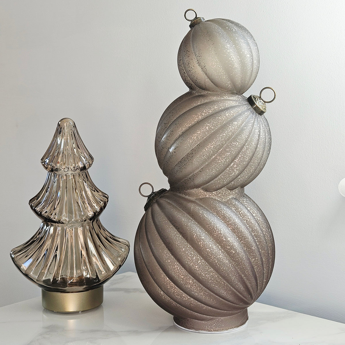 Champagne Gold Large Stacking Glass Baubles LED Light