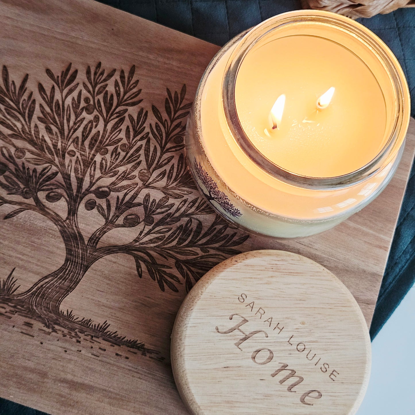 Lime Basil & Mandarin Wooden Lid Candle - Olive