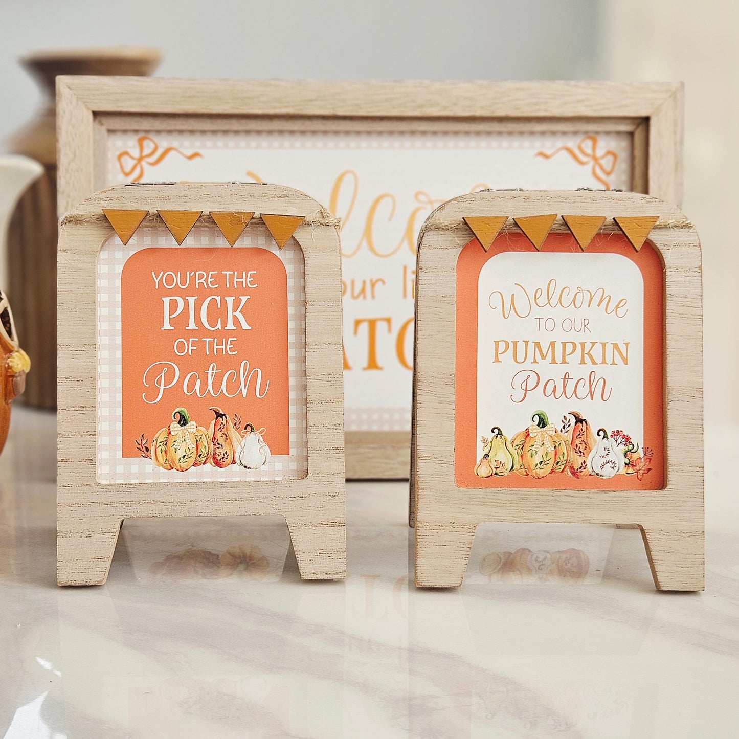 Wooden Frame Plaque – Assorted Autumn Designs | Rustic Seasonal Tabletop Decoration
