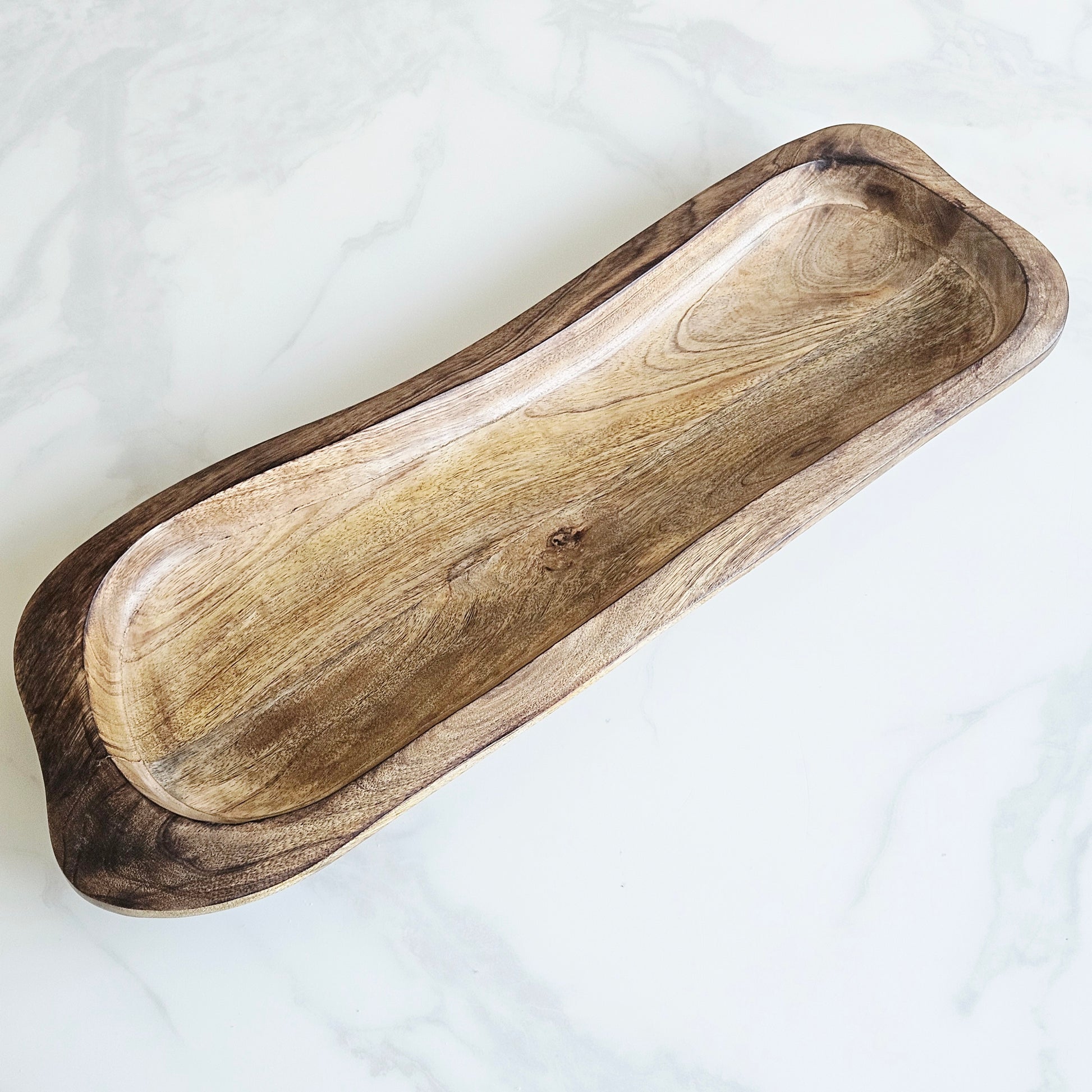 wooden dough tray 57cm wavy details