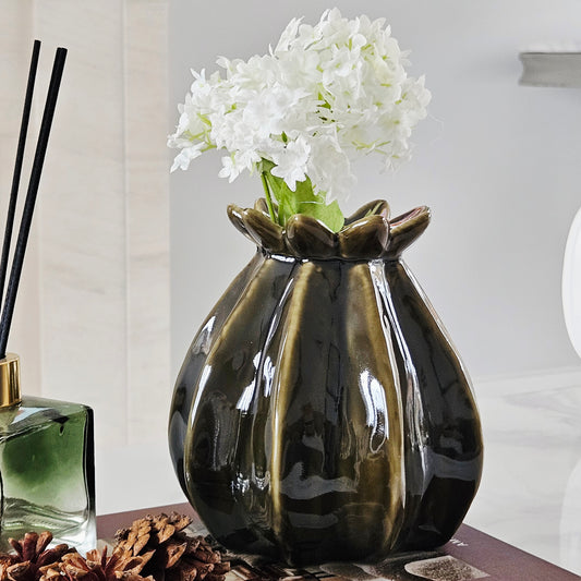 poppy green vase 16cm 