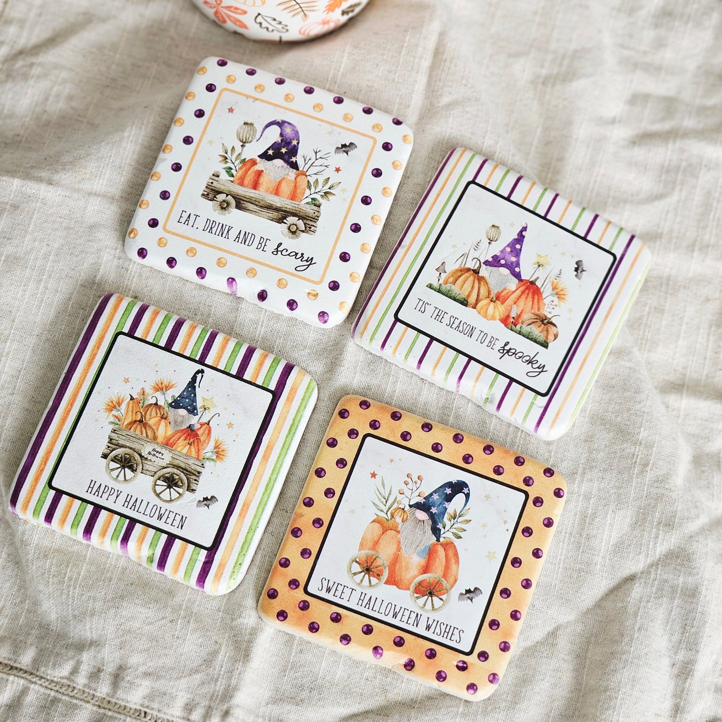 Halloween Gonks Coasters Set 4