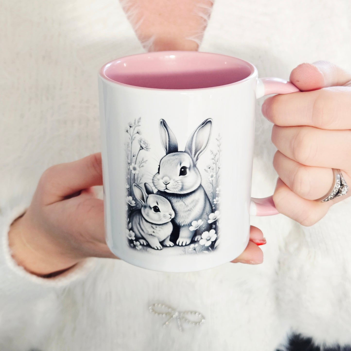 Mum & Baby Bunny Pink Mug