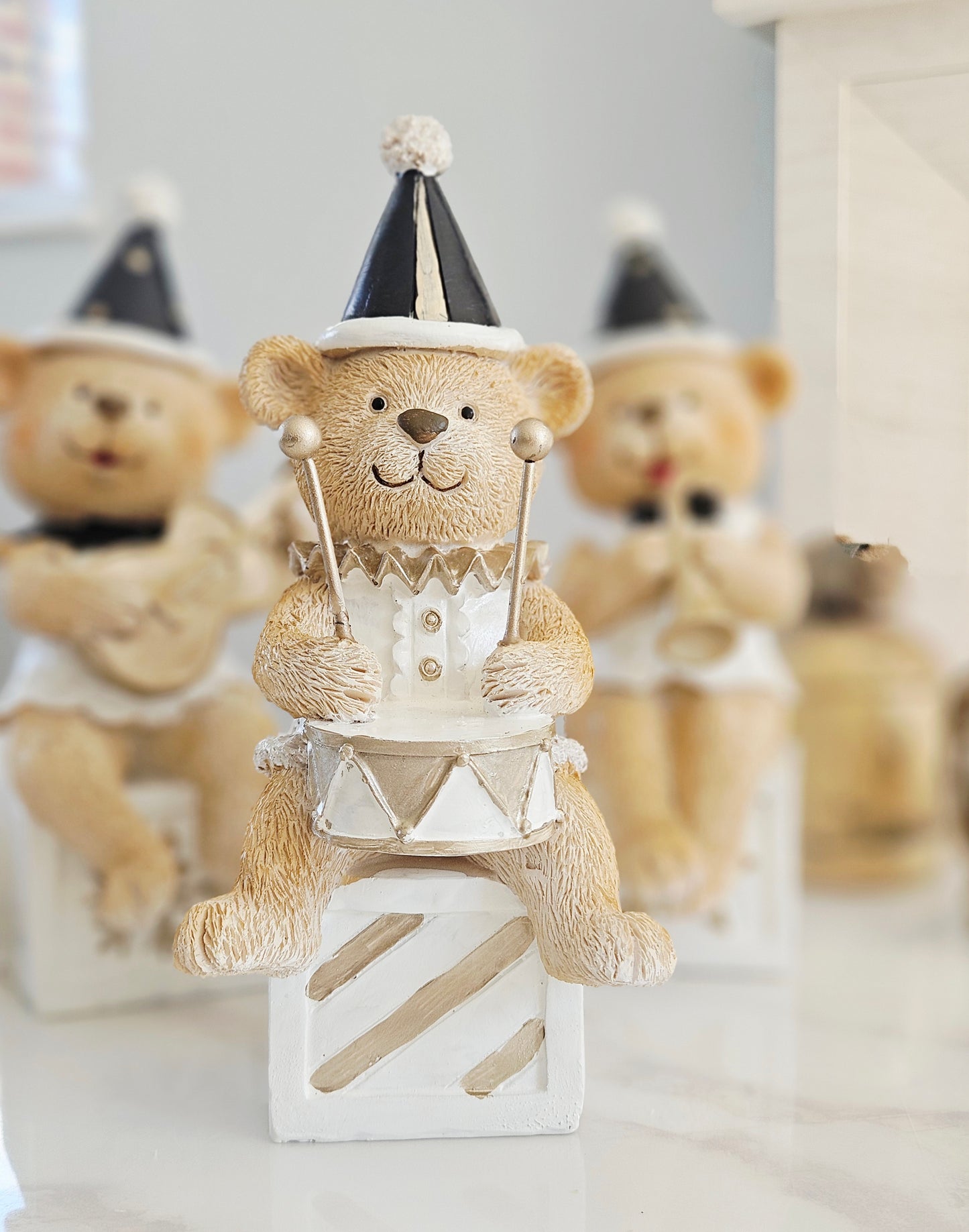 Teddy Bear Band Ornament - 3 Assorted Musical Bear Figures
