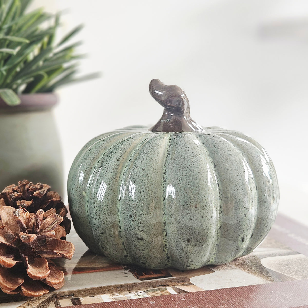Ceramic pumpkin decoration for autumn and Halloween home decor