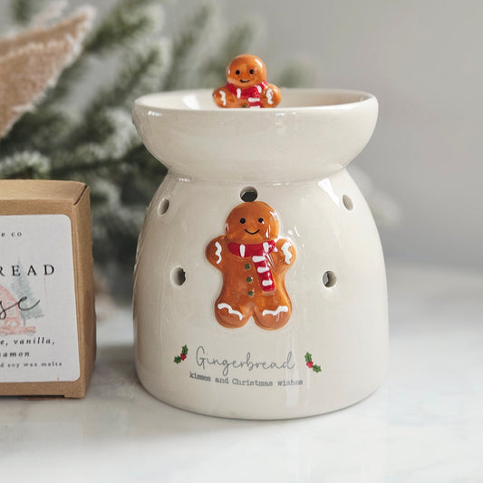 Gingerbread Kisses 3D ceramic Christmas wax melt burner