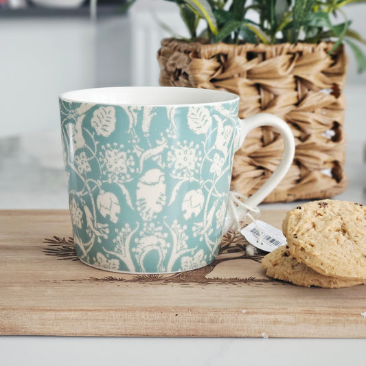 Sage green jacquard mug by Jeff Banks