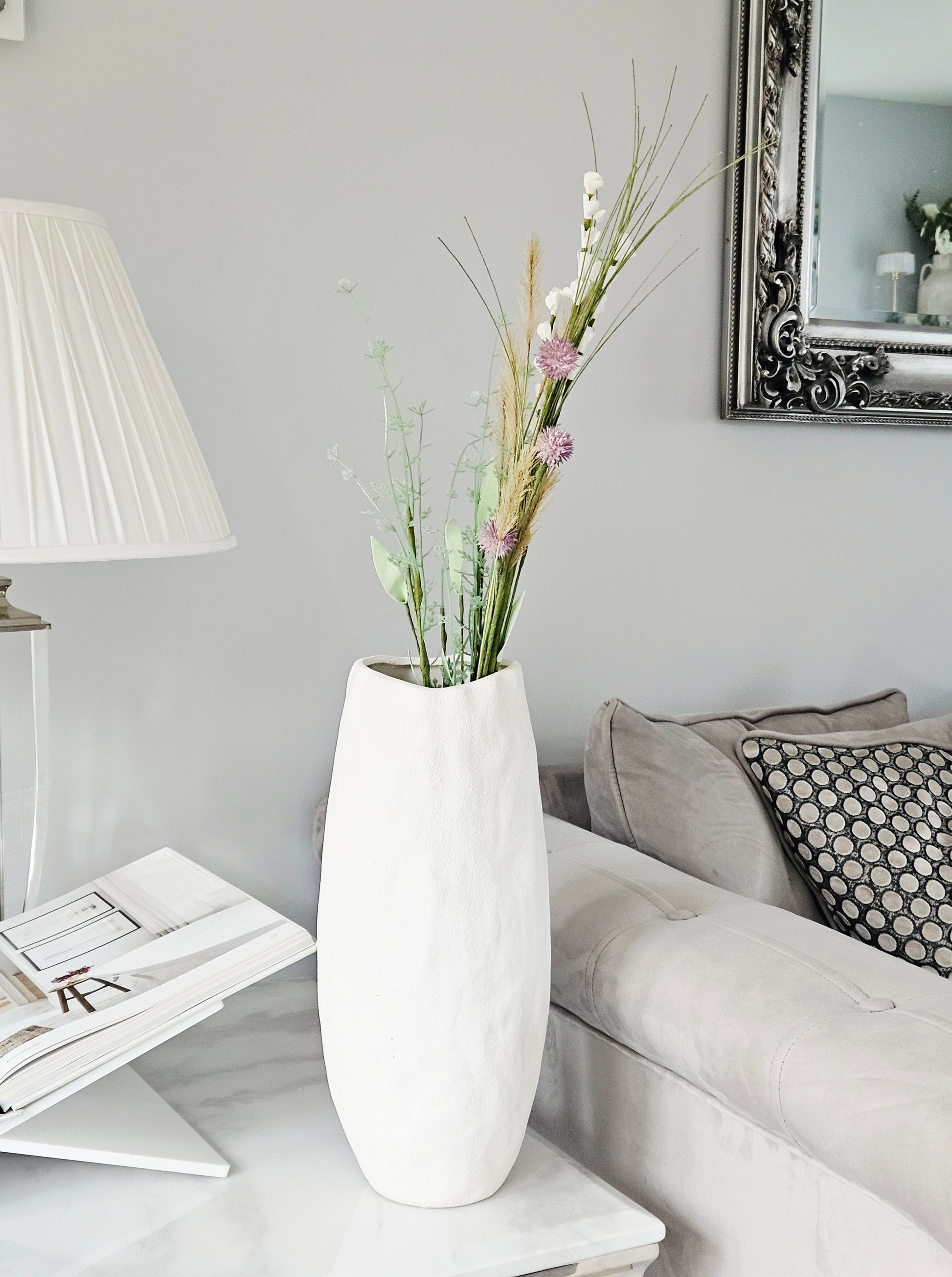 cream wave top terracotta vase 36cm