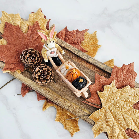 set of autumnal leaves in brown tones various sizes