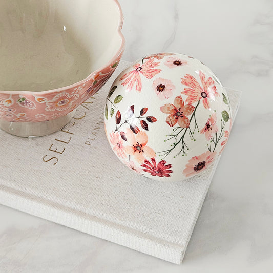 reactive stoneware pink deco ball 9cm