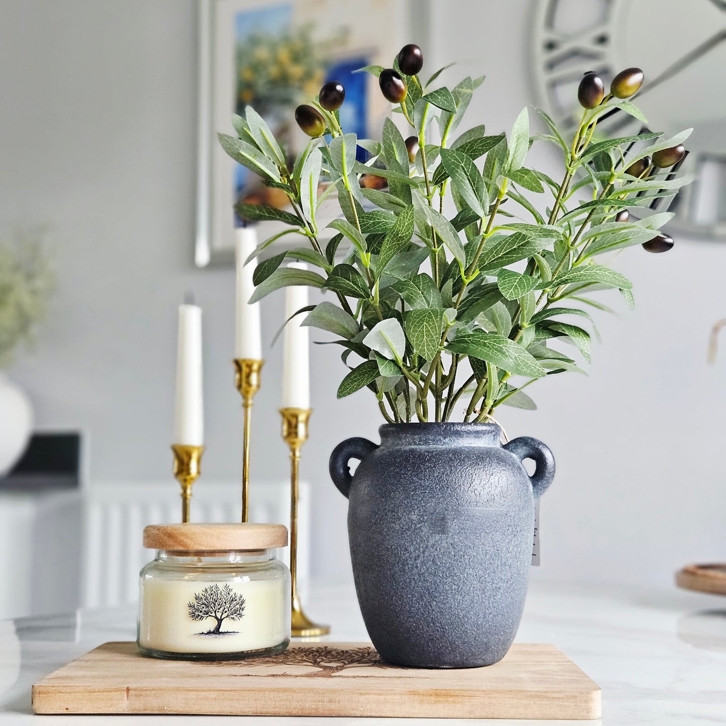 Olive tree faux in light weight dark vase 40cm