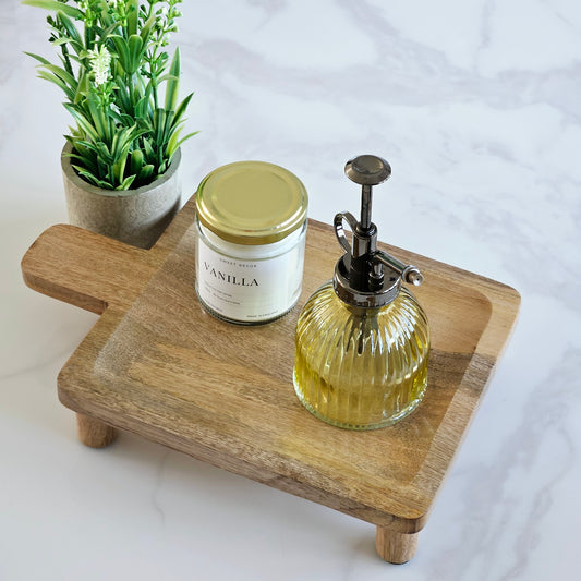 wooden rectangle tray with feet 30cm mango wood 