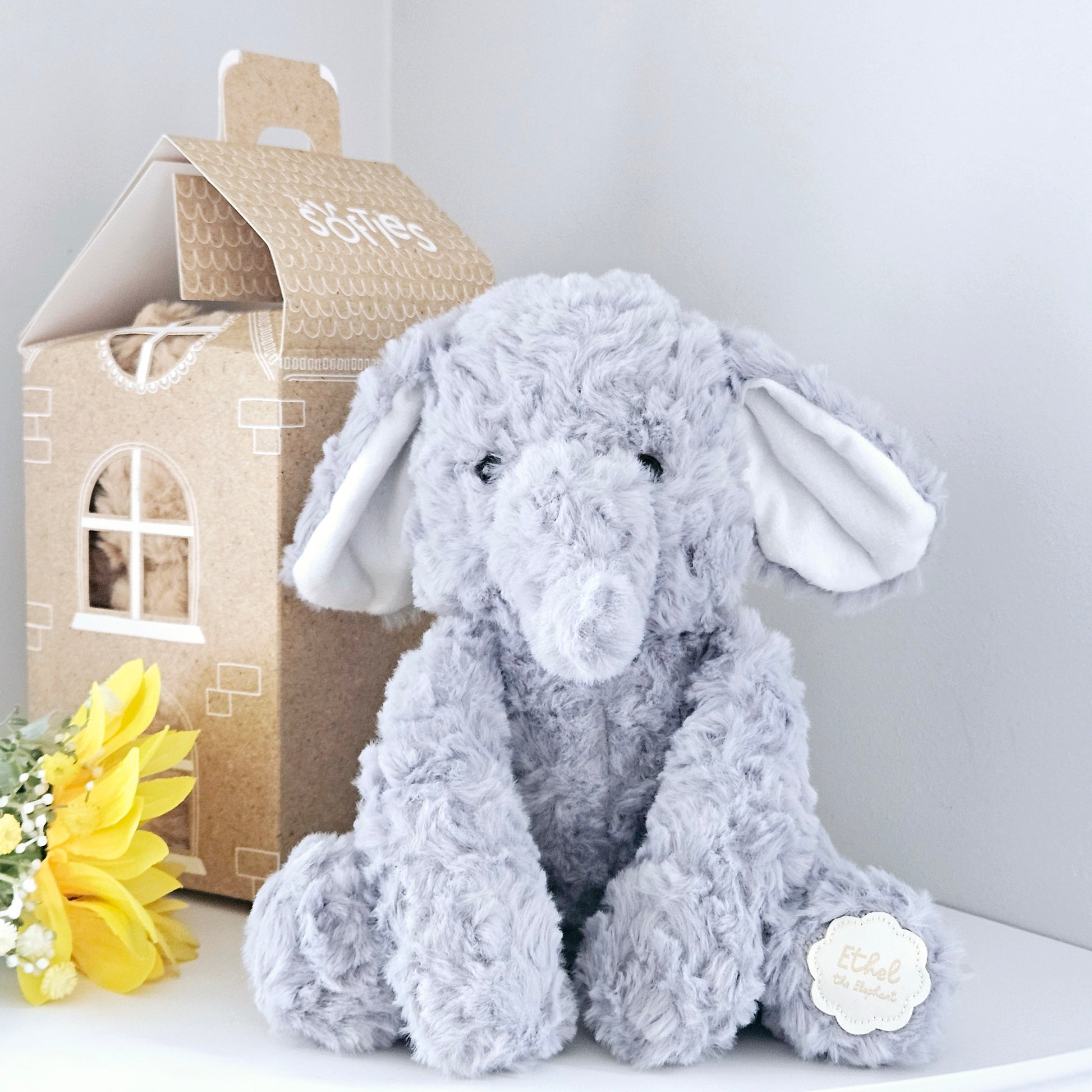 Ethel the grey sitting cuddly elephant 22cm