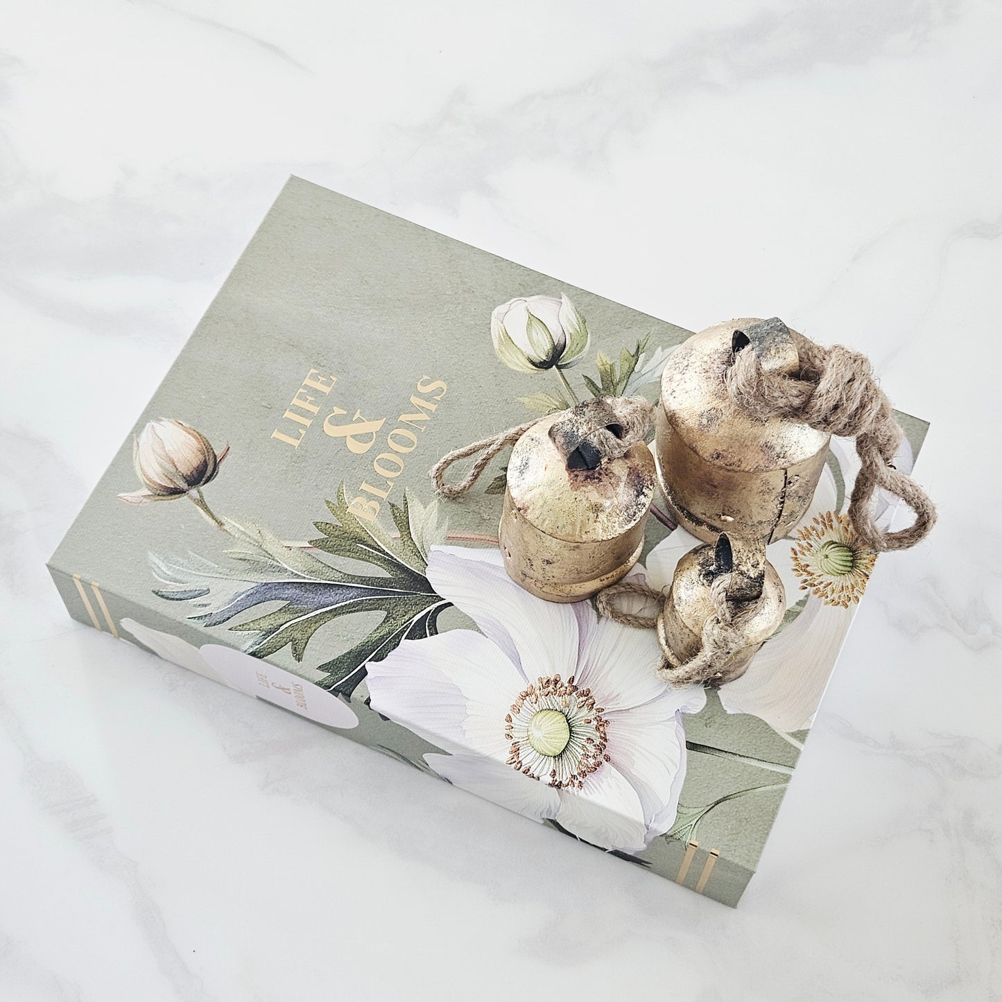 single large  faux storage box with elegant white poppy floral design for decorative home storage