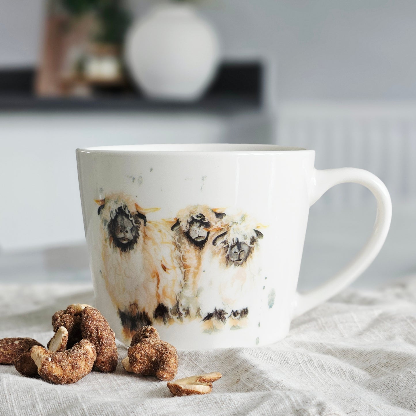 Mug with sheep design and text inside by meg Hawkins