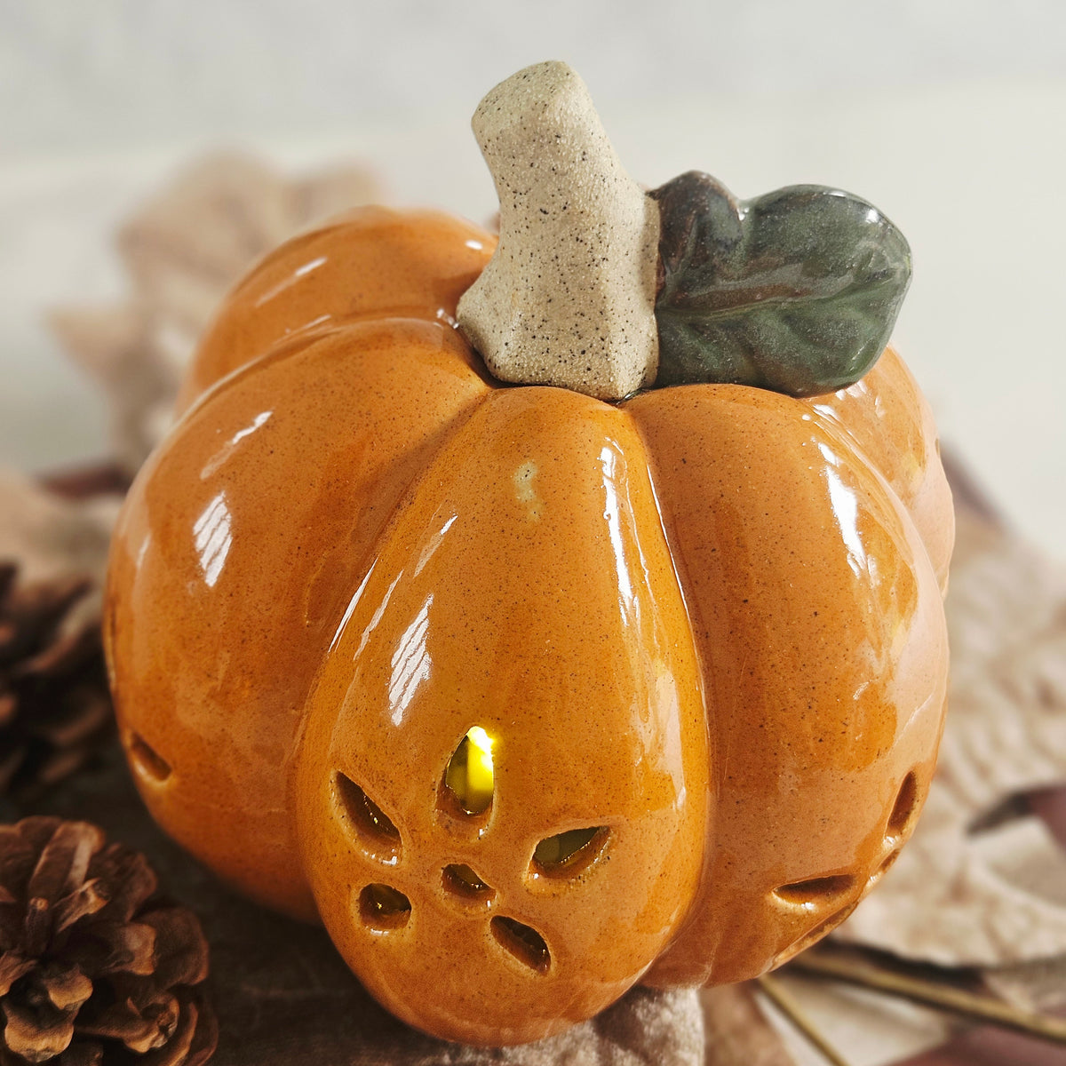 Porcelain LED Pumpkin Decoration | Autumn & Halloween Decor