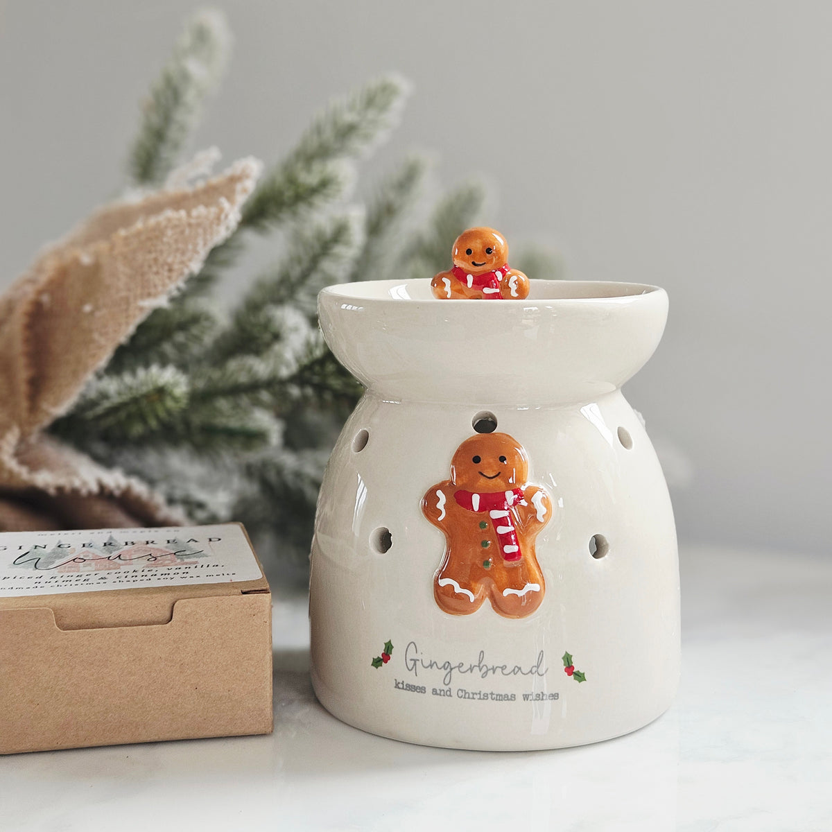 Gingerbread Kisses Christmas Wax Melt Burner – 3D Ceramic