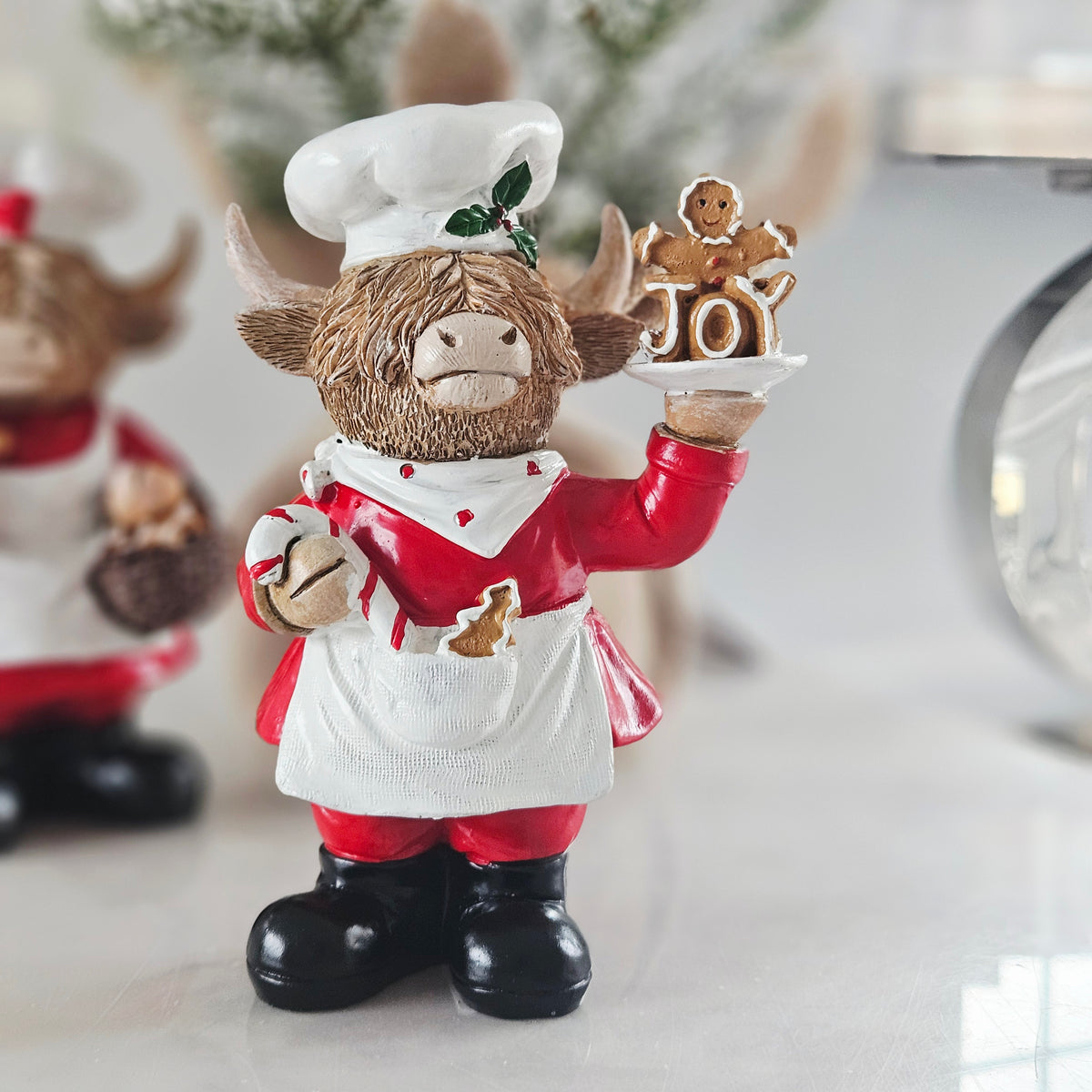 Christmas Chef Highland Cow Decoration Joy – 16cm Ornament