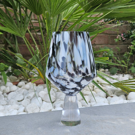 large Dalmatian gin drinking glass with thick stem