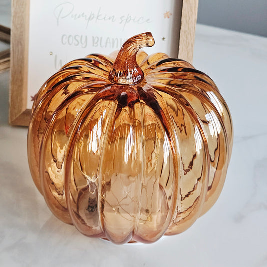 orange pumpkin large led light up made of glass