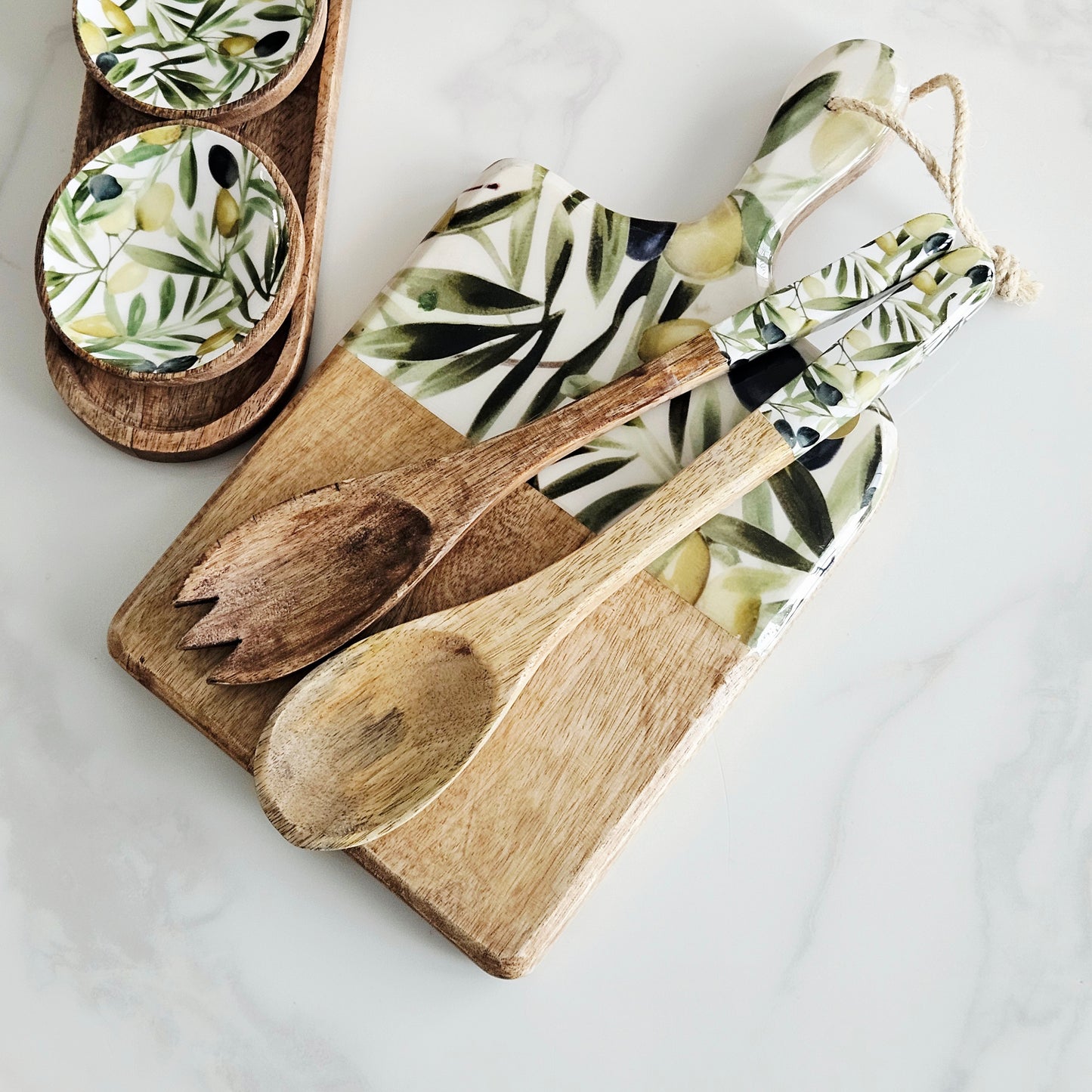 Handcrafted Olive Serving Spoon & Fork