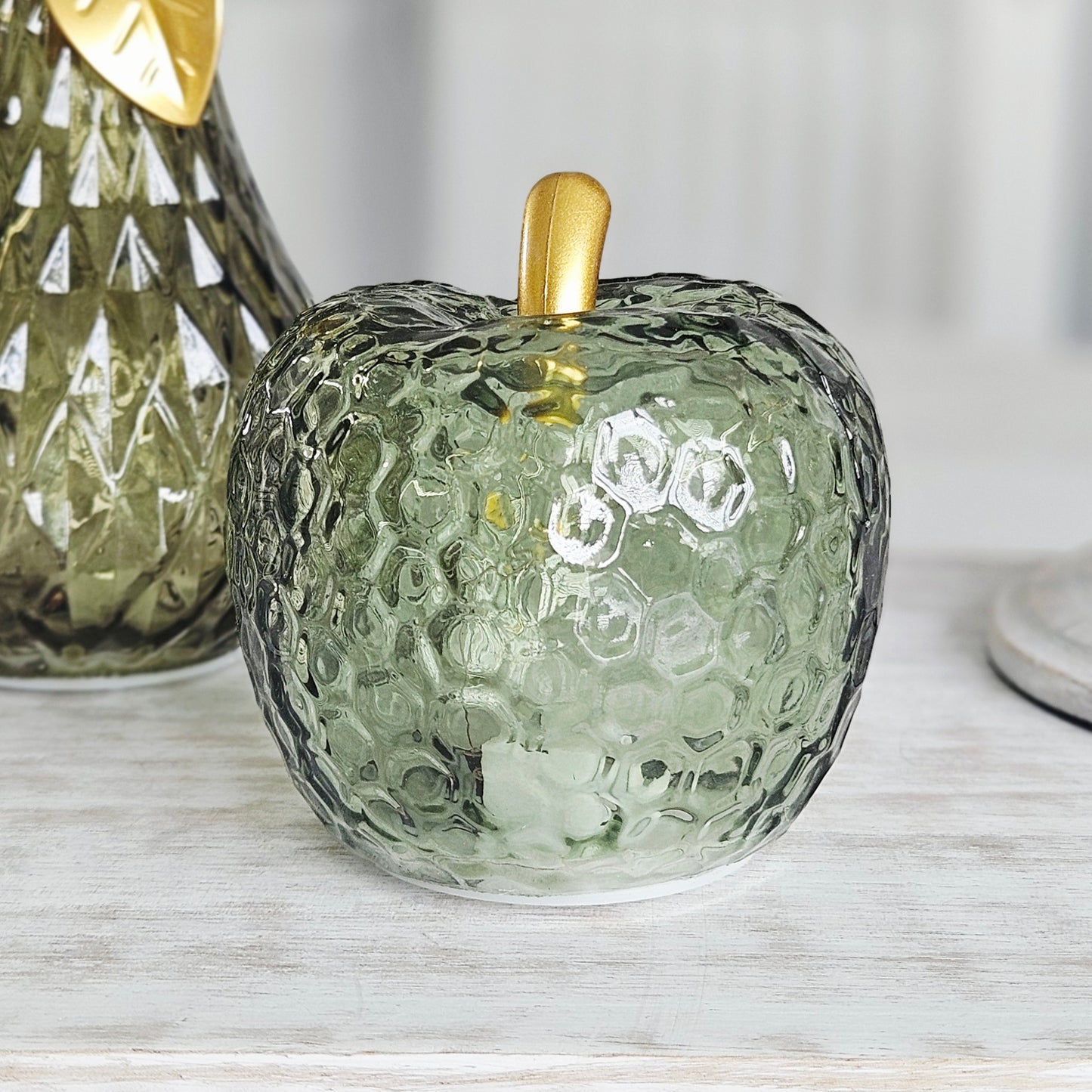 Decorative led small green apple with gold top