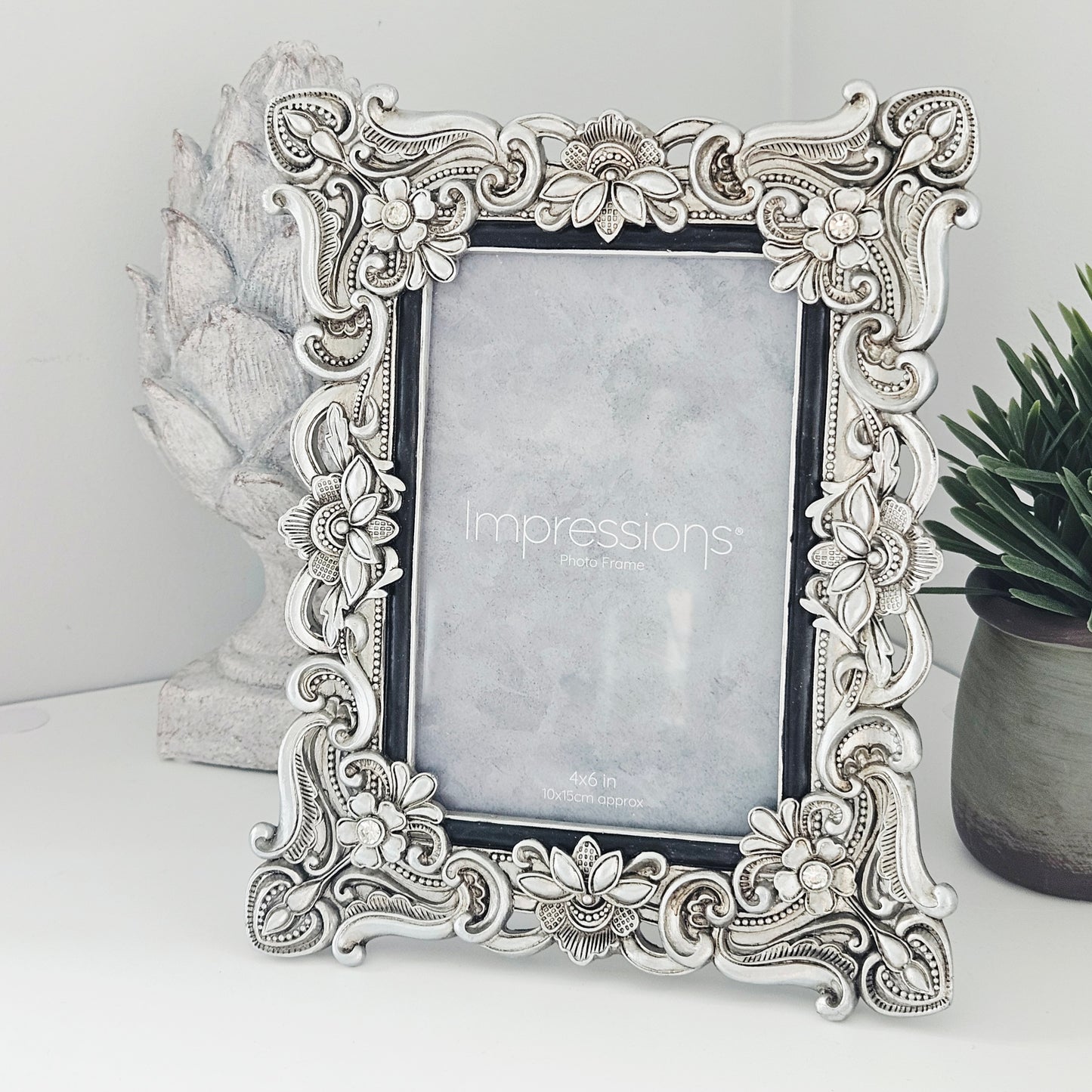 Antique Silver Photo Frame 4x6 vintage style decorative picture frame