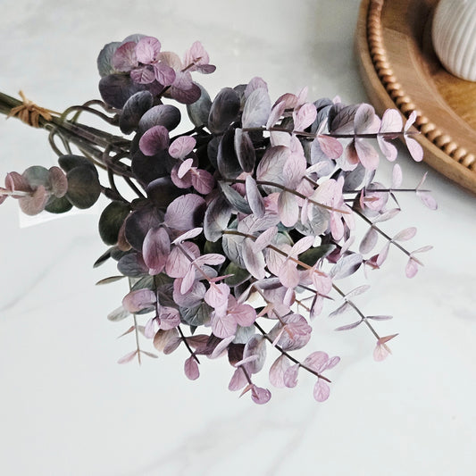 Bouquet of eucalyptus branches with burgundy and green leaves 36cm