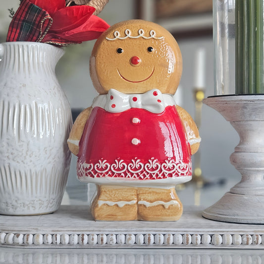 Gingerbread Girl Jar Christmas decoration storage cookie jar