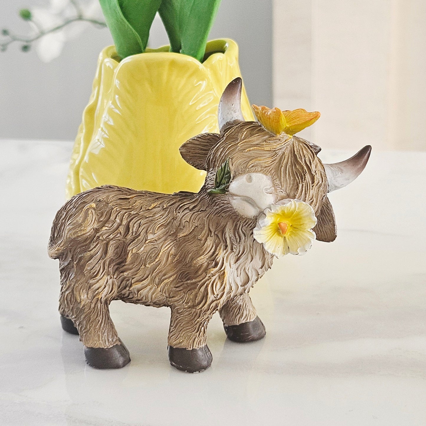 Highland Cow With Flowers