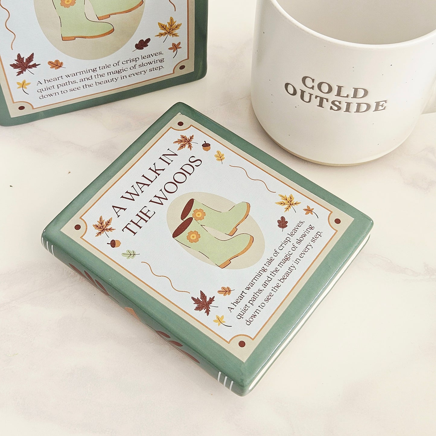 Cosy Chapter Book Shaped Stoneware Coasters - 3 Designs