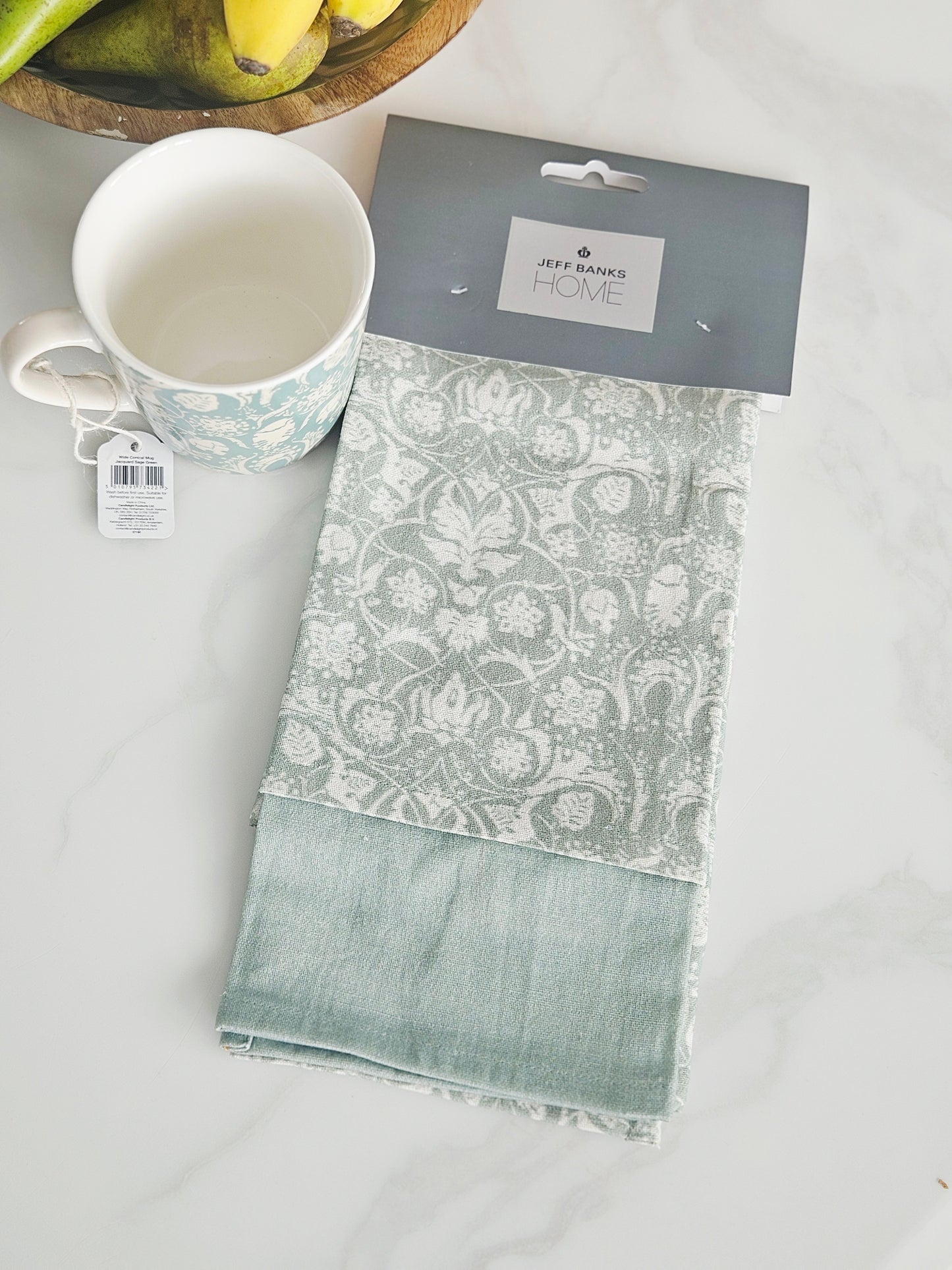 Jeff Banks home set of 2 sage jacquard tea towels 