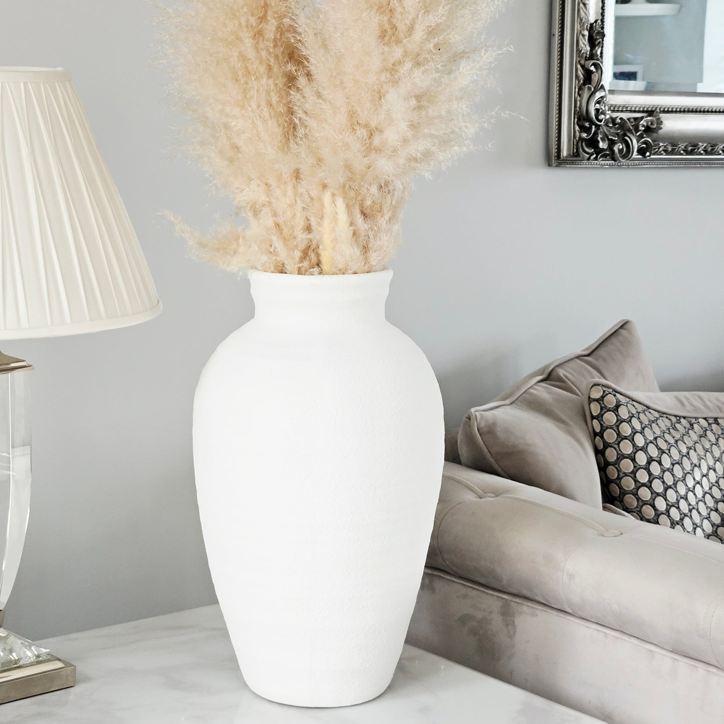 White traditional 47cm vase from candlelight home 
