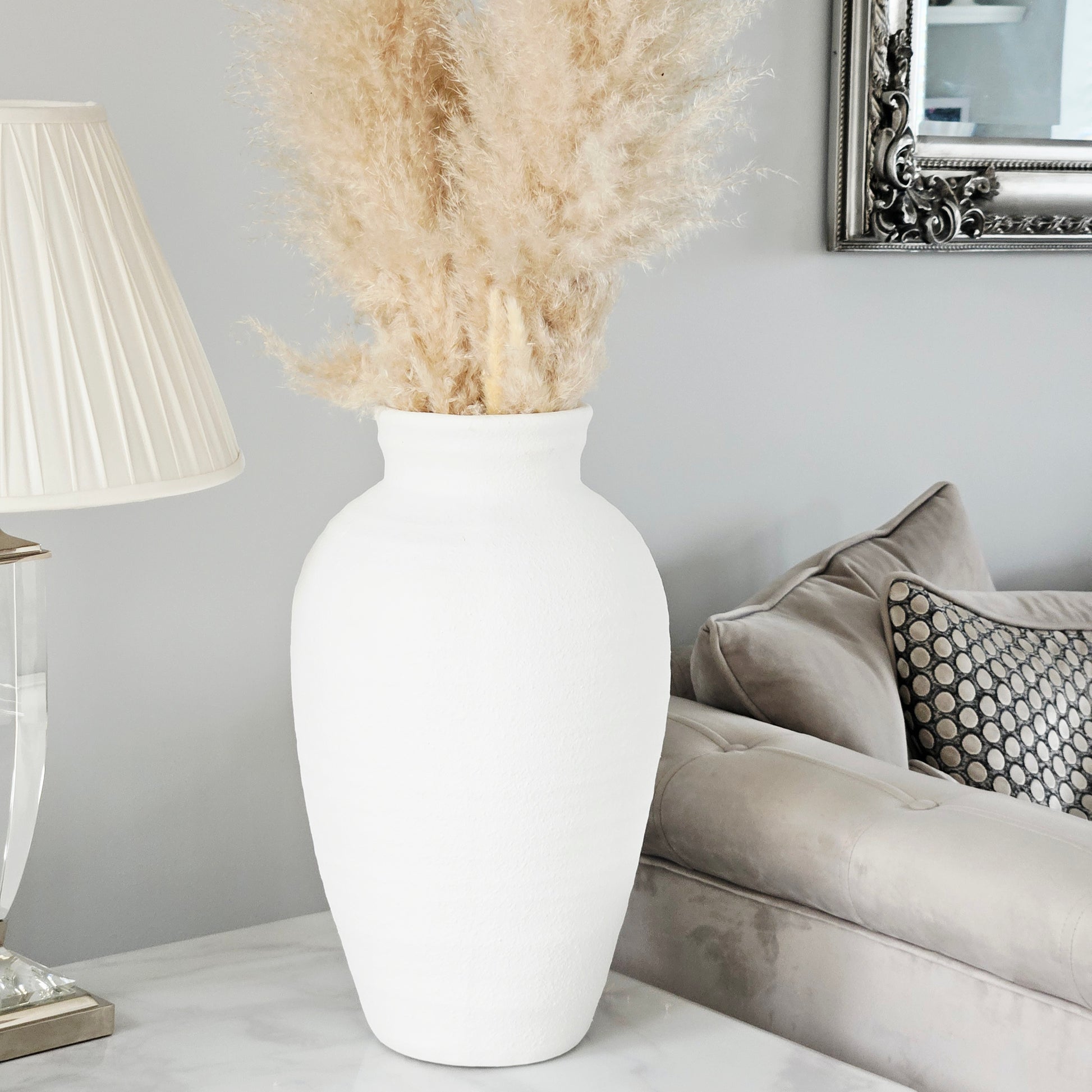 White traditional 47cm vase from candlelight home 