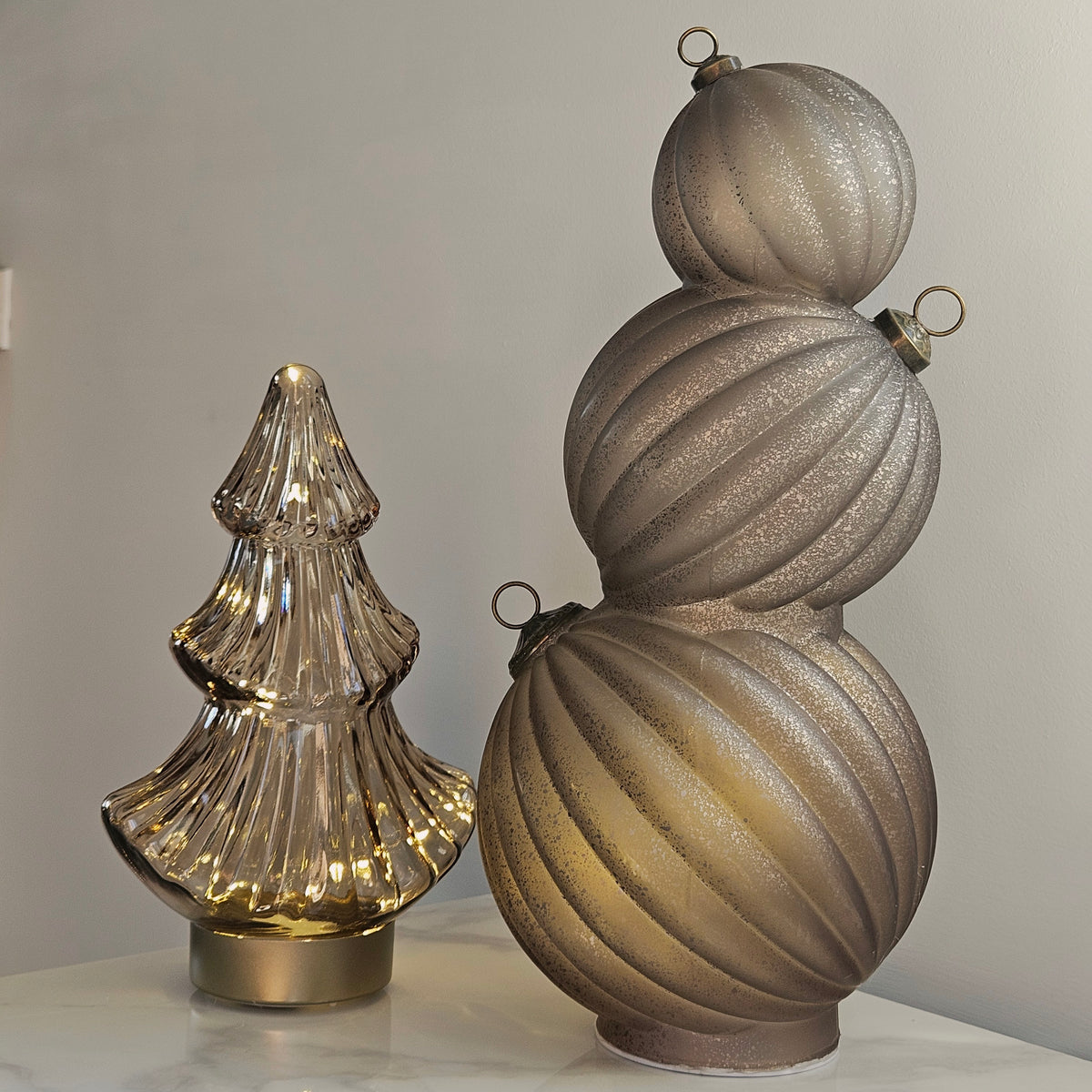 Champagne Gold Large Stacking Glass Baubles LED Light