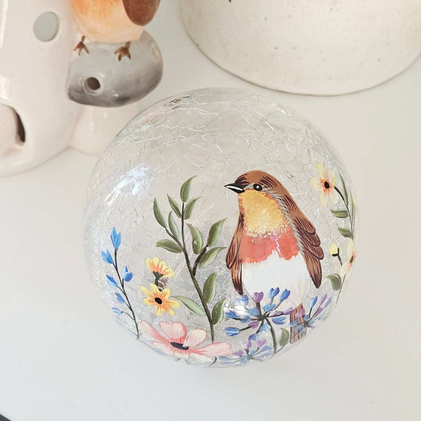 Robin and Flowers Led Ball