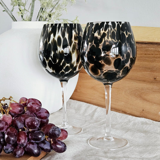 hestia dark brown tortoise shell wine glasses set of 2