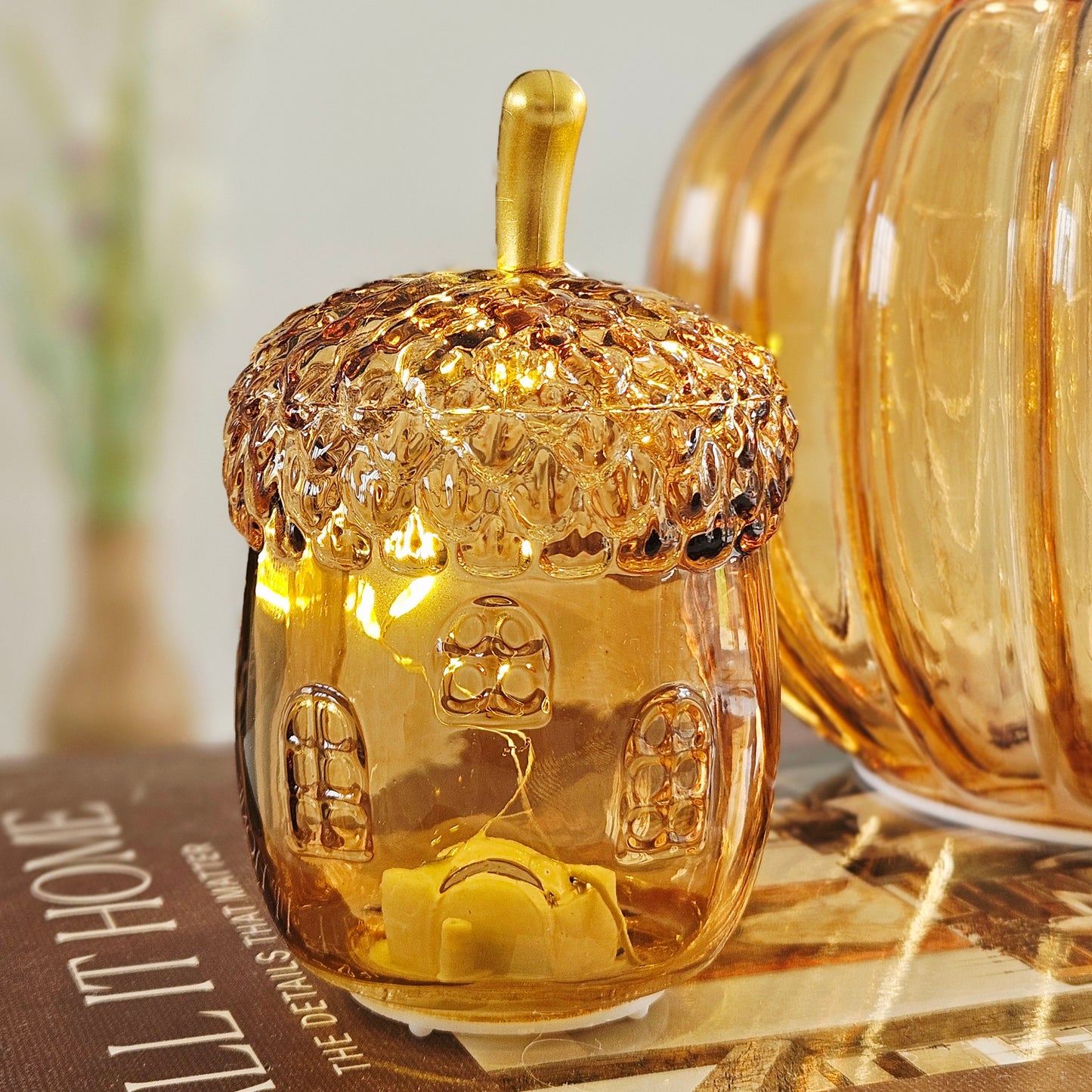Small Amber Acorn LED Light - Decorative Decor